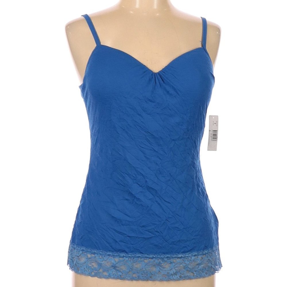New Directions Blue Lace Trim Build In Bra Tank